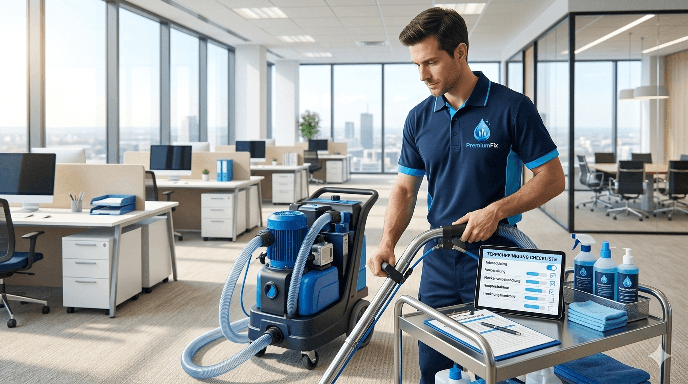 Teppichreinigung im Büro: Methoden, Kosten und Intervalle